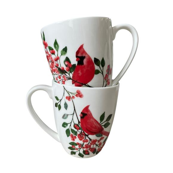 MIKASA Cardinal Leaves Porcelain Coffee Mugs 12oz Set of 4 NEW - Picture 3 of 10